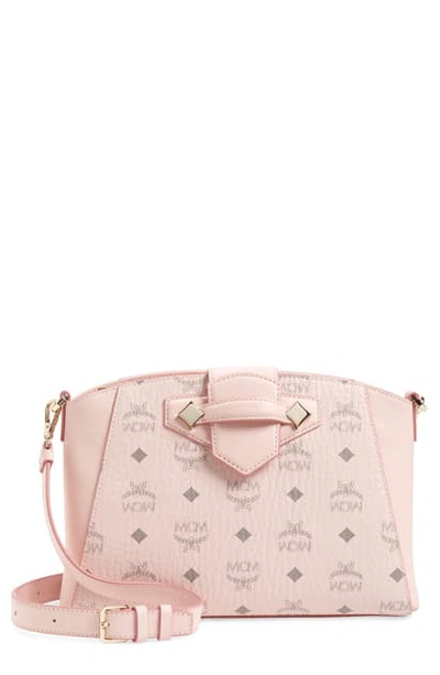 Shop Mcm Essential Visetos Coated Canvas Crossbody Bag In Powder Pink