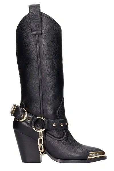 Shop Versace Jeans Couture Texan Boots In Black Leather