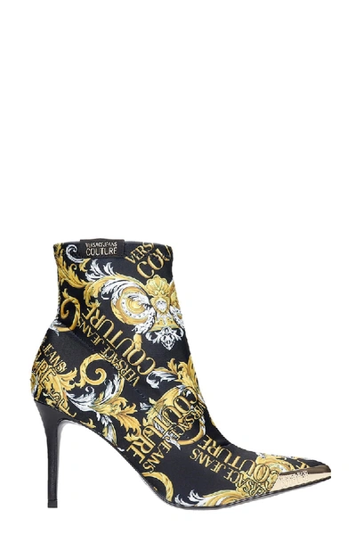 Shop Versace Jeans Couture High Heels Ankle Boots In Black Synthetic Fibers