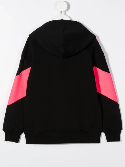 Shop Msgm Colour-block Logo Hoodie In Black