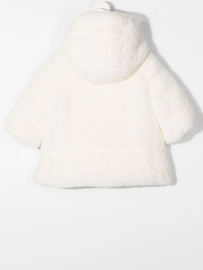 Shop Monnalisa Shearling Hooded Jacket In White