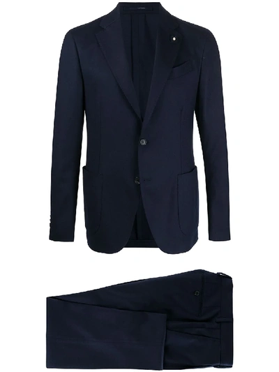 Shop Lardini Slim-fit Fine Knit Suit In Blue