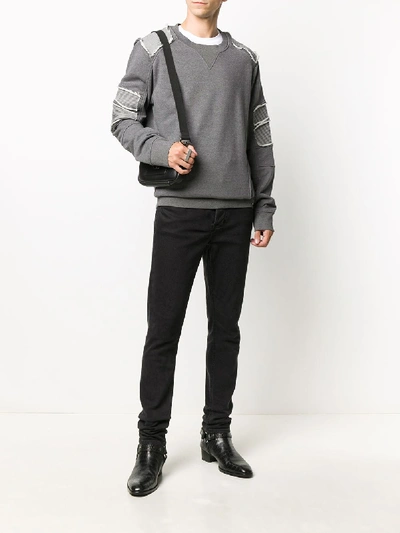 Shop Balmain Print Sweatshirt In Grey