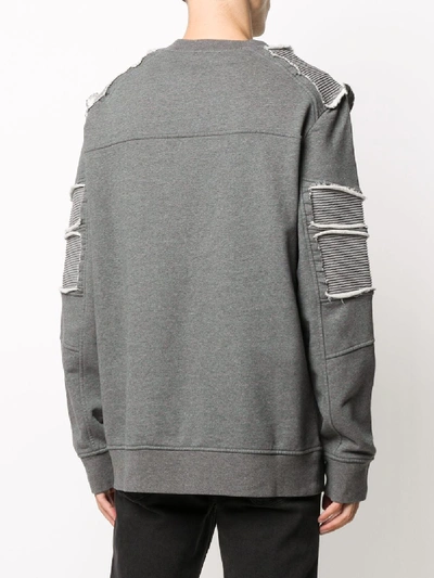 Shop Balmain Print Sweatshirt In Grey