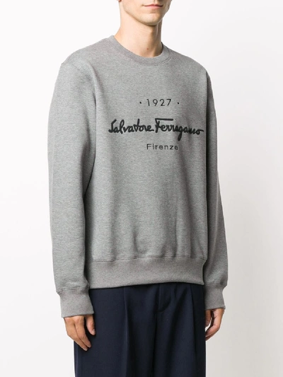 Shop Ferragamo Cotton Sweatshirt In Grey