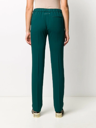 Shop Mm6 Maison Margiela Velvet Trousers In Green