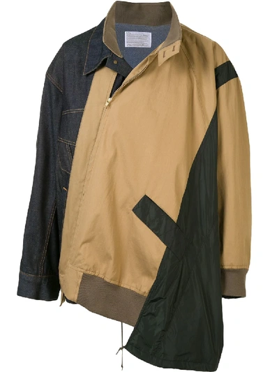 Shop Kolor Contrast Panel Oversized Jacket In Brown