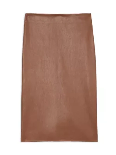 Shop Theory Skinny Leather Pencil Skirt In Dark Cognac