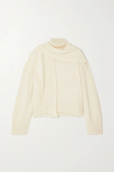 Shop Le 17 Septembre Tie-detailed Wool Sweater In Ivory