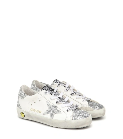 Shop Golden Goose Super-star Embellished Leather Sneakers In White/silver