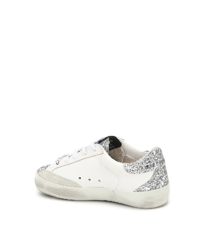 Shop Golden Goose Super-star Embellished Leather Sneakers In White/silver
