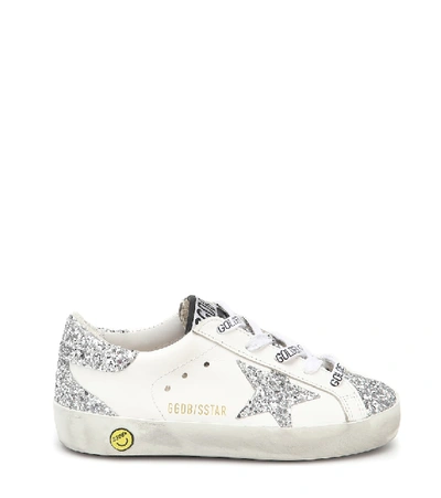 Shop Golden Goose Super-star Embellished Leather Sneakers In White/silver