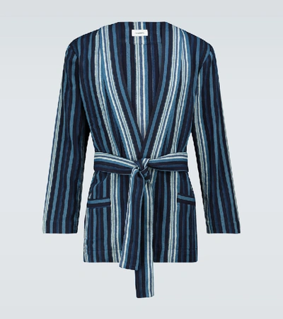 Shop Commas Textured Robe Jacket In Blue