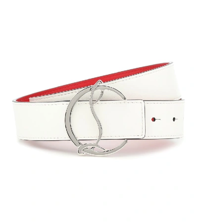 Shop Christian Louboutin Cl Logo Reversible Leather Belt In White