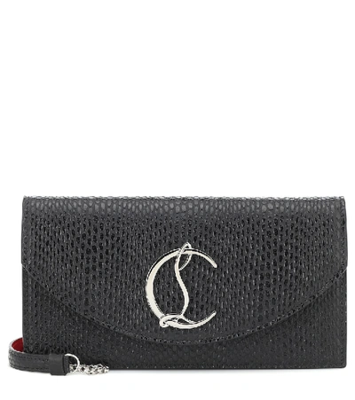 Shop Christian Louboutin Loubi54 Snake-effect Leather Clutch In Black