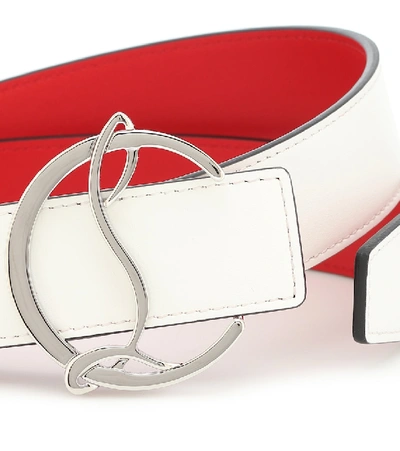 Shop Christian Louboutin Cl Logo Reversible Leather Belt In White