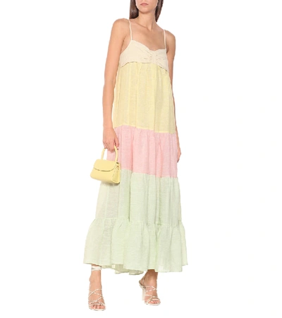 Shop Lisa Marie Fernandez St Tropez Linen-blend Maxi Dress In Yellow