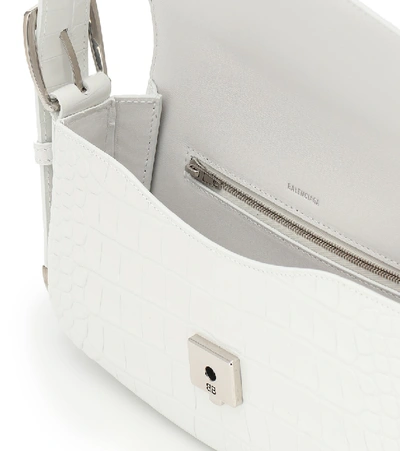 Shop Balenciaga Ghost Small Leather Shoulder Bag In White