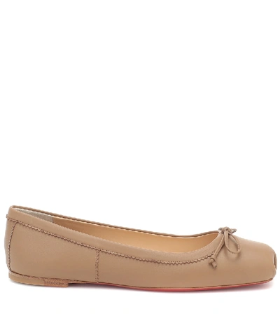 Shop Christian Louboutin Mamadrague Leather Ballet Flats In Brown