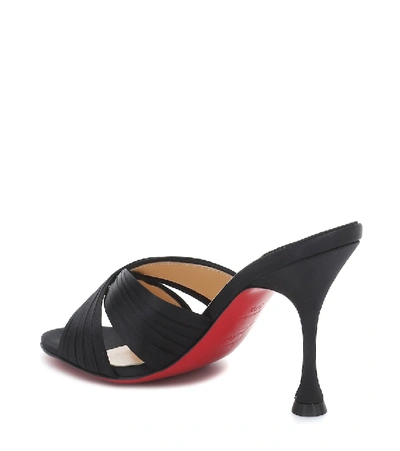 Shop Christian Louboutin Nicol Is Back 85 Satin Crêpe Sandals In Black