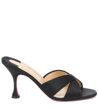 Shop Christian Louboutin Nicol Is Back 85 Satin Crêpe Sandals In Black