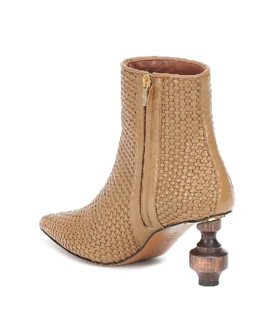 Shop Souliers Martinez Viernes 80 Leather Ankle Boots In Beige