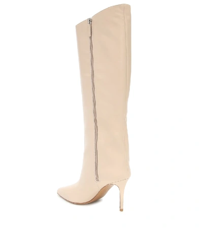 Shop Alexandre Vauthier Alex Leather Knee-high Boots In Beige