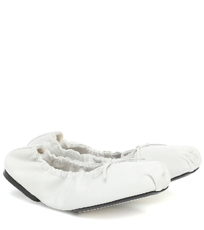 Shop Khaite Ashland Leather Ballet Flats In White
