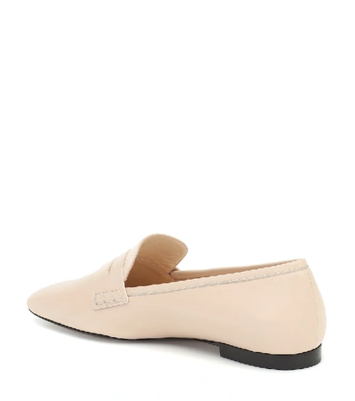 Shop Khaite Carlisle Leather Loafers In Beige