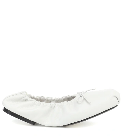 Shop Khaite Ashland Leather Ballet Flats In White