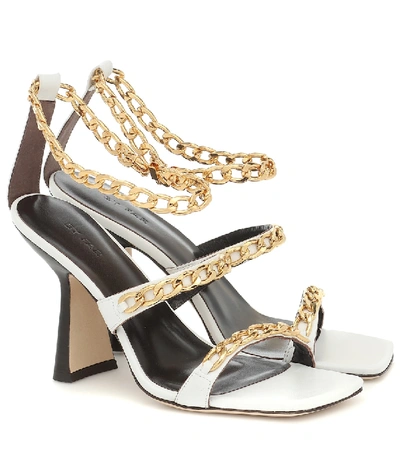 Shop By Far Gina Chain-trimmed Leather Sandals In White
