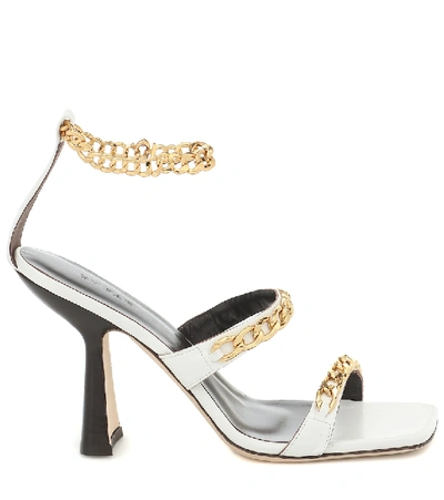 Shop By Far Gina Chain-trimmed Leather Sandals In White