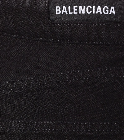 Shop Balenciaga Mid-rise Wide-leg Cropped Jeans In Black