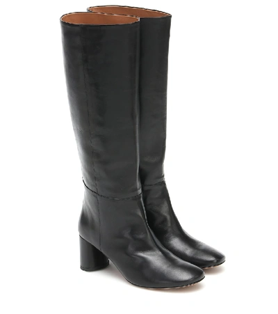 Shop Loq Donna Leather Knee-high Boots In Black