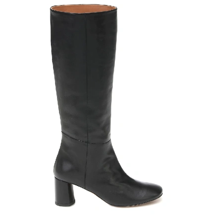 Shop Loq Donna Leather Knee-high Boots In Black