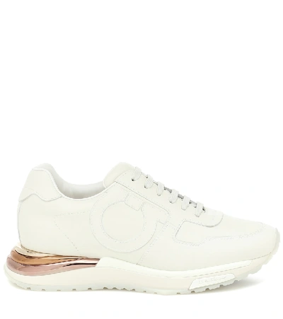 Shop Ferragamo Brooklyn Leather Sneakers In White