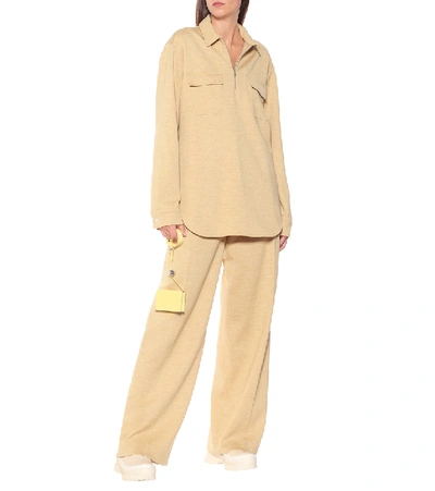 Shop Jil Sander High-rise Straight Wool-jersey Pants In Yellow