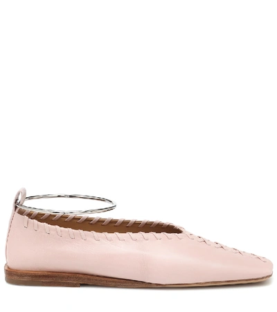 Shop Jil Sander Leather Ballet Flats In Pink