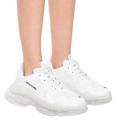 Balenciaga 60mm Triple S Clear Sole Sneakers In White