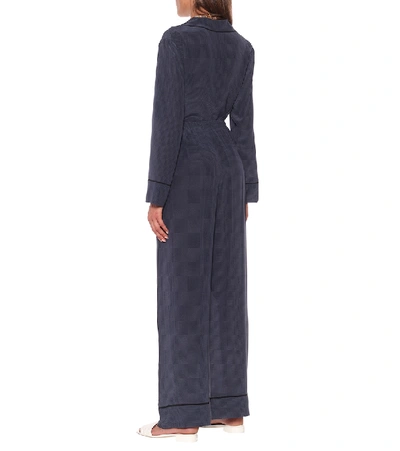 Shop Fendi Polka-dot Silk Wide-leg Pants In Blue