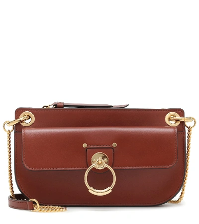 Shop Chloé Tess Leather Clutch In Brown