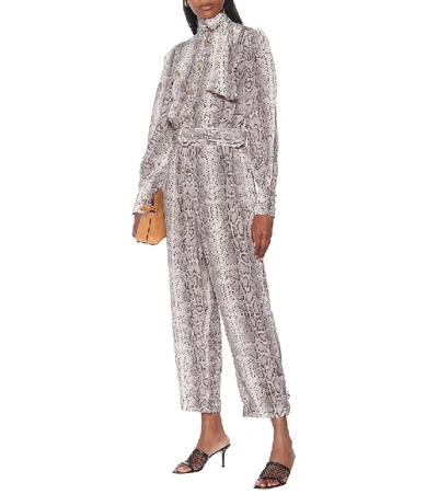 Shop Zimmermann Snake-effect Silk Jumpsuit In Multicoloured