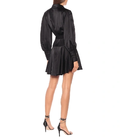 Shop Zimmermann Silk Wrap Minidress In Black