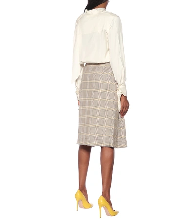 Shop Victoria Beckham Checked Virgin Wool Skirt In Multicoloured