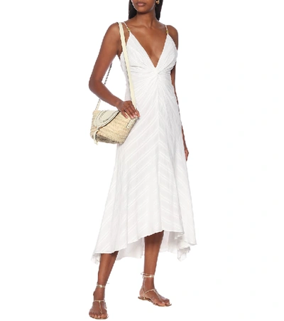 Shop Galvan Riviera Cotton Midi Dress In White