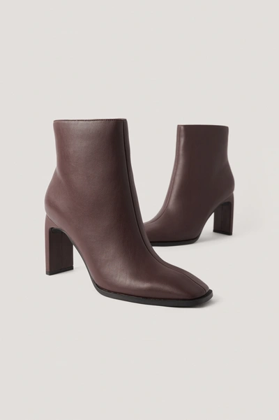 Shop Na-kd Squared Slanted Toe Boots Brown In Chocolate