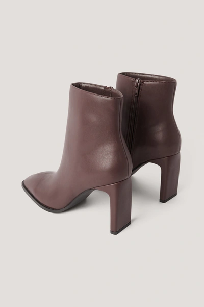 Shop Na-kd Squared Slanted Toe Boots Brown In Chocolate
