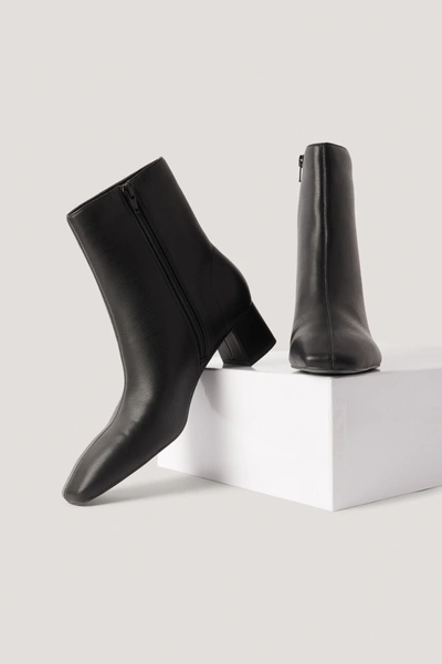 Shop Na-kd Squared Slanted Toe Low Boots - Black