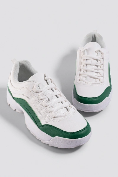 Shop Astrid Olsen X Na-kd Contrast Sneaker - White In White/green