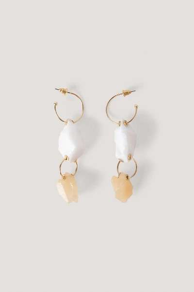 Shop Na-kd Big Connected Stone Drop Earrings - Gold